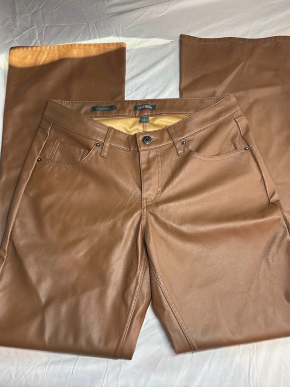 Women’s Faux Leather Flare Pants Brown Wild Fable Size 4